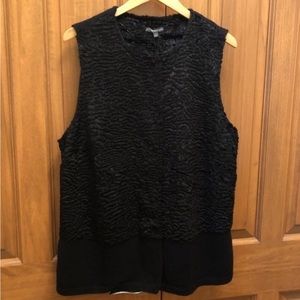 Adrianna Papell black textured faux fur vest size 1X new